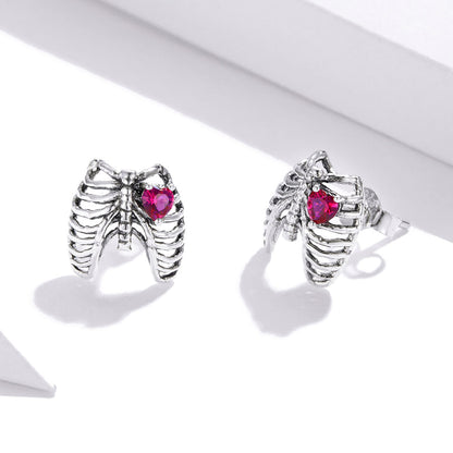 925 Sterling Silver Oxidized Pavé Setting CZ Earrings - 1x1cm for Women