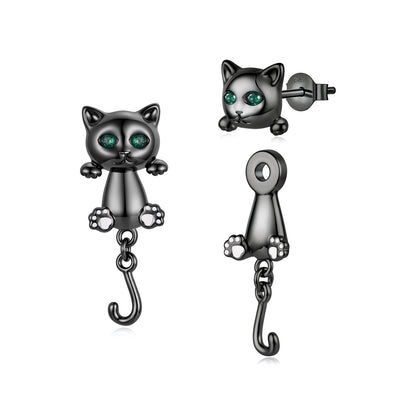 Brass & S925 Silver Earrings | 2.8*1.1cm | White Gold Plated with Pavé Setting CZ for Women