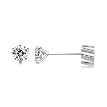 925 Sterling Silver Moissanite Earring 0.7cm White Gold Plated for Women