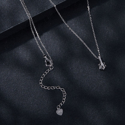 925 Sterling Silver Moissanite Plated Platinum Necklace for Women, 6.5mm, Style L, 400mm Length