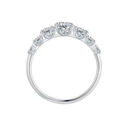 925 Sterling Silver Moissanite Engagement Ring with 5mm, 4mm, 3mm, 2.5mm Stones for Women