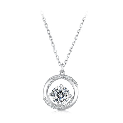 925 Sterling Silver Moissanite Necklace 40+5cm with CZ for Women