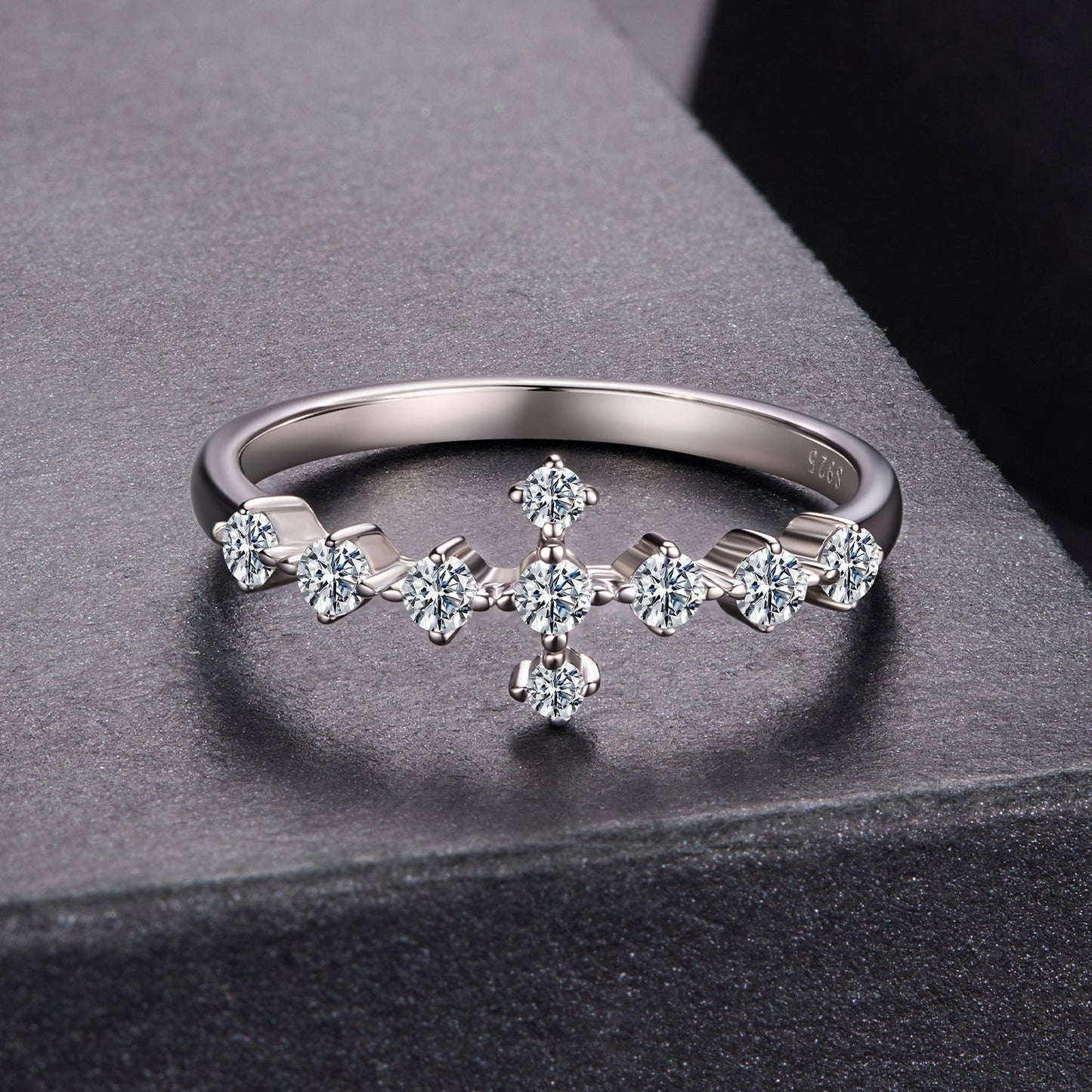 925 Sterling Silver Moissanite 0.15-0.20 Carat Ring for Women, Size 6