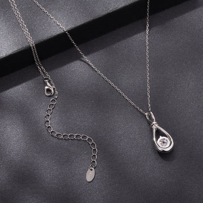 925 Sterling Silver 1 Carat Moissanite Necklace with White Gold Plating - 40+5cm Length for Women