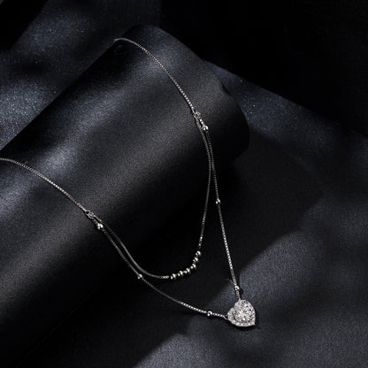 925 Sterling Silver 6.5mm Moissanite Necklace with Pavé Setting for Women
