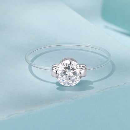 925 Sterling Silver White Gold Plated CZ Ring Size 6 for Women