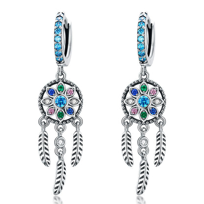 925 Sterling Silver Oxidized Silver Pavé CZ Earrings for Women, Size: 4*1 cm