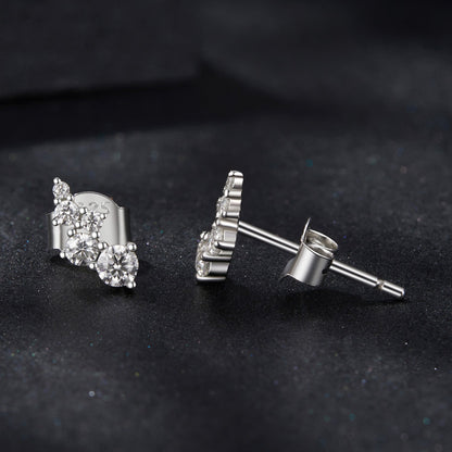 925 Sterling Silver Moissanite Earrings with White Gold Plating for Women