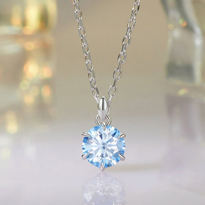 925 Sterling Silver Moissanite 6.5mm Diamond-like Pendant Necklace for Women