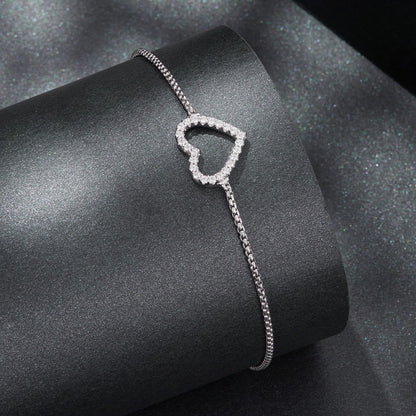 925 Sterling Silver Plated White Gold Moissanite Bracelet for Women