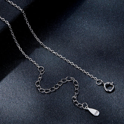 925 Sterling Silver Moissanite Pendant Necklace for Women, 39+5cm, Platinum Plated