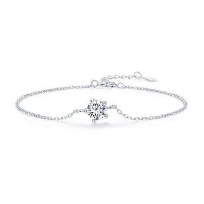 S925 Sterling Silver Moissanite Bracelet 15+3cm for Women