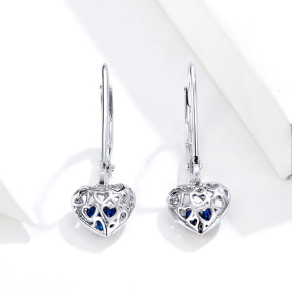 925 Sterling Silver Earrings with CZ and Platinum Plating, 2.3*0.8 cm