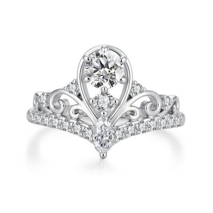925 Sterling Silver 0.5 Carat Moissanite Ring in Size 6 for Women