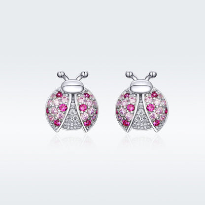 925 Sterling Silver Earrings with Pavé Setting CZ 1x0.9cm for Women