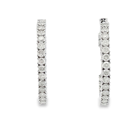 1.53ct Diamond Hoop Earrings 10KT White Gold