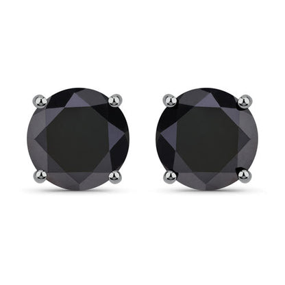 4.25 Carat Genuine Black Diamond 14K White Gold Earrings