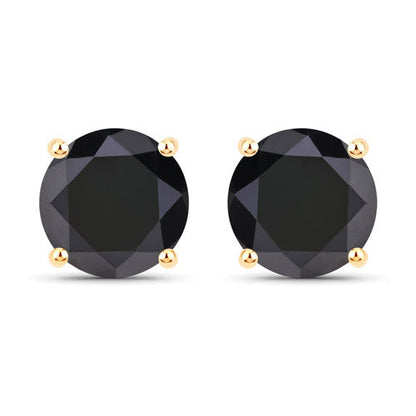 4.30 Carat Genuine Black Diamond 14K Yellow Gold Earrings