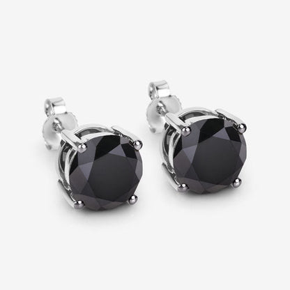 4.91 Carat Genuine Black Diamond 14K White Gold Earrings