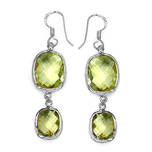 25.74 Carat Genuine Lemon Quartz .925 Sterling Silver Earrings
