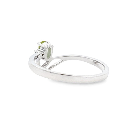 .02ct Peridot Diamond Ring 10KT White Gold