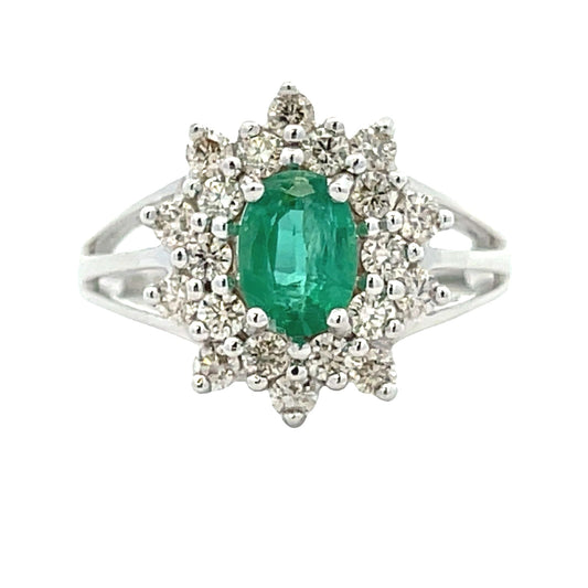 1.43ct Emerald Diamond Ring 14KT White Gold