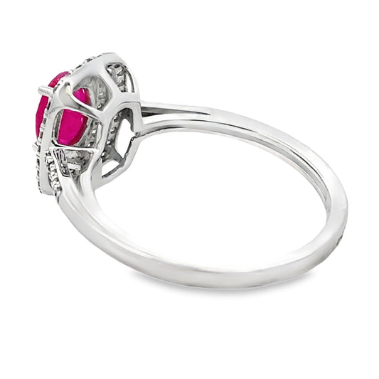 1.29ct Ruby Diamond Ring 10KT White Gold