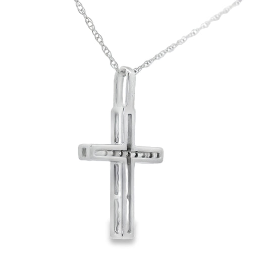 .07ct Diamond Cross Religious Pendant 10KT White Gold