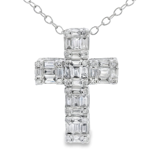 .50ct Diamond Cross Religious Pendant 10KT White Gold