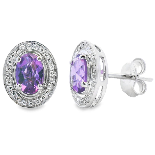 .88ct Amethyst Diamond Earrings 10KT White Gold