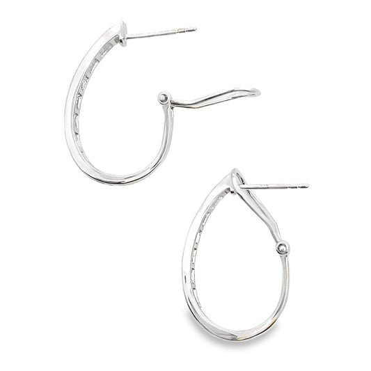 1.00ct Diamond Hoop Earrings 14KT White Gold