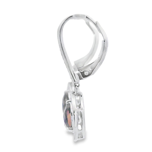 .87ct Quartz Diamond Dangle Earrings 10KT White Gold
