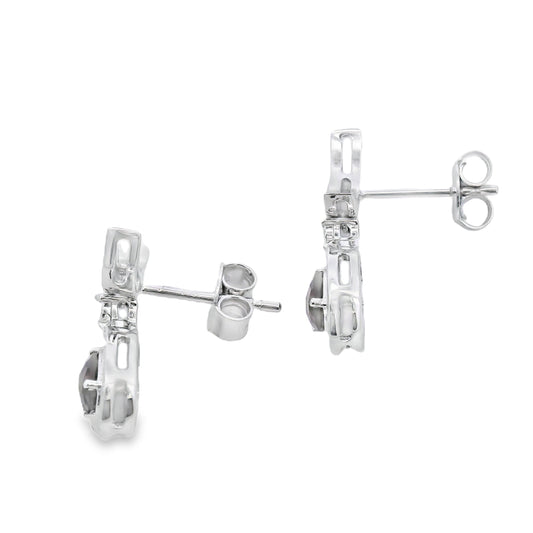 .47ct Quartz Diamond Dangle Earrings 10KT White Gold