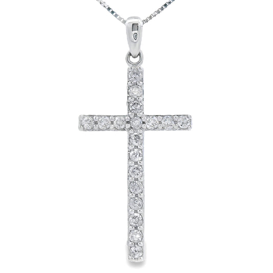 .25ct Diamond Cross Religious Pendant 14KT White Gold