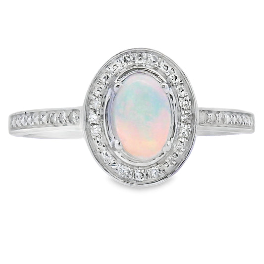.36ct Opal Diamond Ring 10KT White Gold