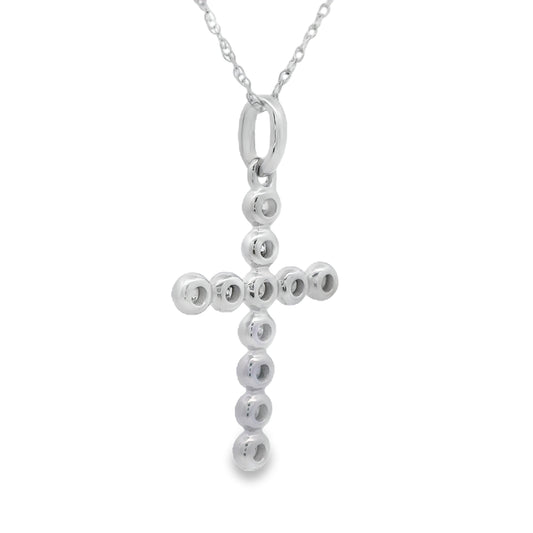.12ct Diamond Cross Religious Pendant 14KT White Gold