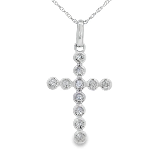 .20ct Diamond Cross Religious Pendant 14KT White Gold