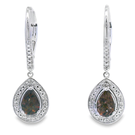 .87ct Quartz Diamond Dangle Earrings 10KT White Gold