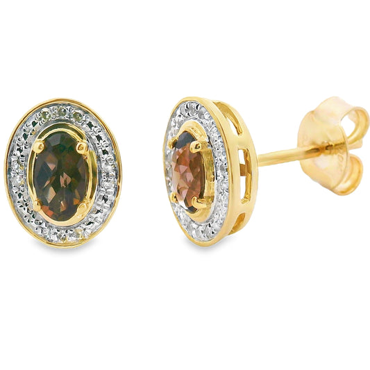 .45ct Quartz Diamond Earrings 10KT Yellow Gold