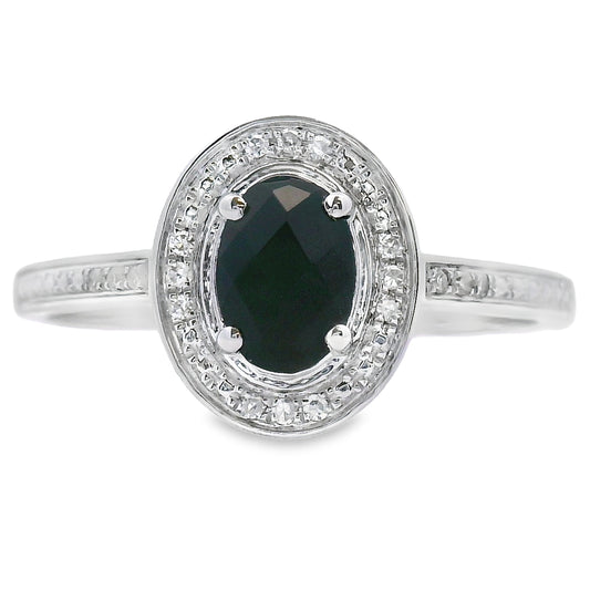 Genuine .55ct Onyx Diamond Ring 10KT White Gold