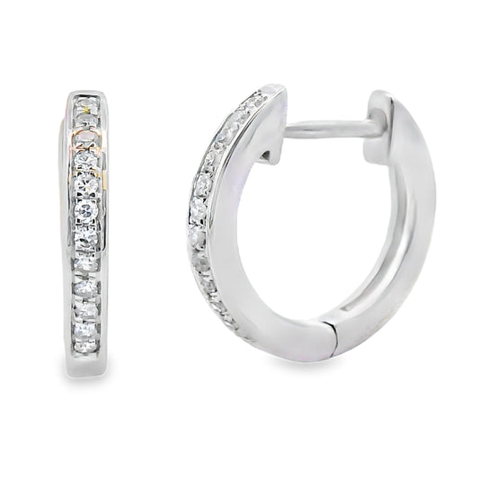 .08ct Diamond Hoop Earrings 10KT White Gold