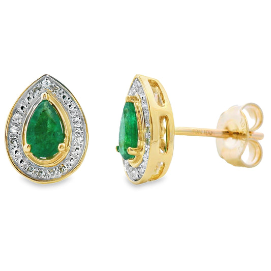 .45ct Emerald Diamond Stud Earrings 10KT Yellow Gold