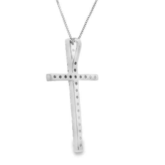 .38ct Diamond Cross Religious Pendant 14KT White Gold
