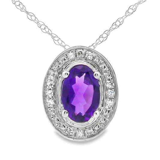.49ct Amethyst Diamond Fashion Pendants 10KT White Gold