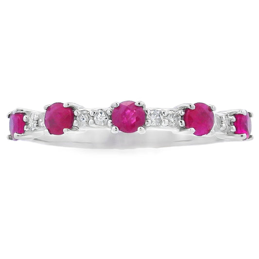 .70ct Ruby Diamond Wedding Band Ring 10KT White Gold