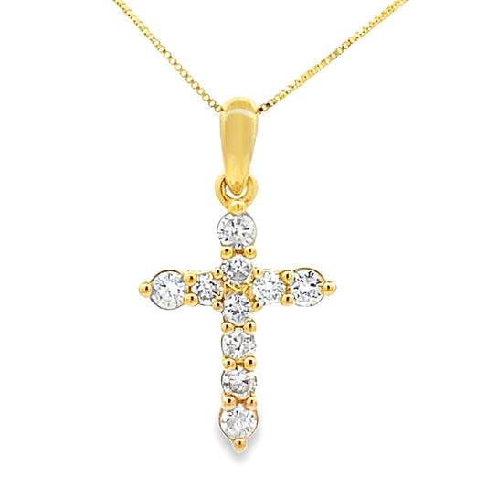 .23ct Diamond Cross Religious Pendant 14KT Yellow Gold