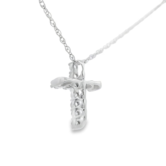 .12ct Diamond Cross Religious Pendant 10KT White Gold