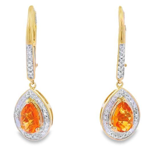 .88ct Amethyst Diamond Dangle Earrings 10KT Yellow Gold