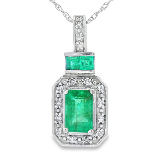 .64ct Emerald Diamond Fashion Pendants 14KT White Gold