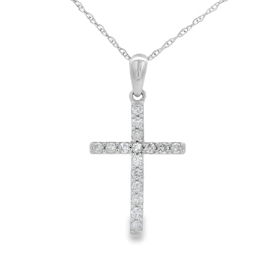 .19ct Diamond Cross Religious Pendant 14KT White Gold